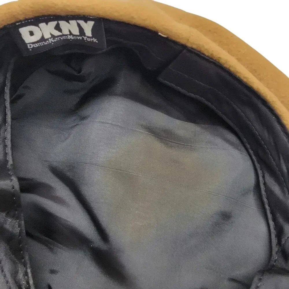 DKNY Donna Karan Womens Camel Tan Wool Blend Newsboy Baker Boy Cap Hat Y2K